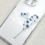 ラピスラズリなカスミ草の立体スマホケース   【 耐衝撃ケース 】【 多機種対応 】 iPhone 16 Galaxy Google pixel Xperia Android シンプル クリア　青
