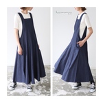 岡山県児島デニムジャンパースカートボリュームいっぱい8オンスソフトデニムワンピース／インディゴ／linum jean