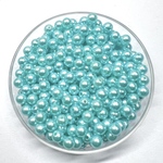  【約8mm 80個】アクアブルー アクリルパールビーズ ラウンド型 フェイクパール カラーパール ラウンド 貫通穴あり