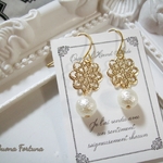 シンプル♡キレイめ透かしフラワー×パールピアス・イヤリング