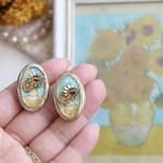 受注生産🌻ゴッホ『ひまわり』Pierce / Earring ◇ スモーキークォーツ/シェル/ 14kgf有り