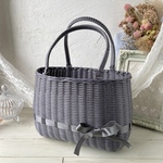 フェミニンな大人女子のためのリボンカゴバック（チャコール）