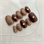 ブラウンチェックネイル/ネイルチップ