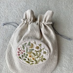 【再販×5】コットンリネンと刺繍のきんちゃく