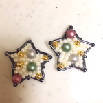 星 ビーズ刺繍ピアス 