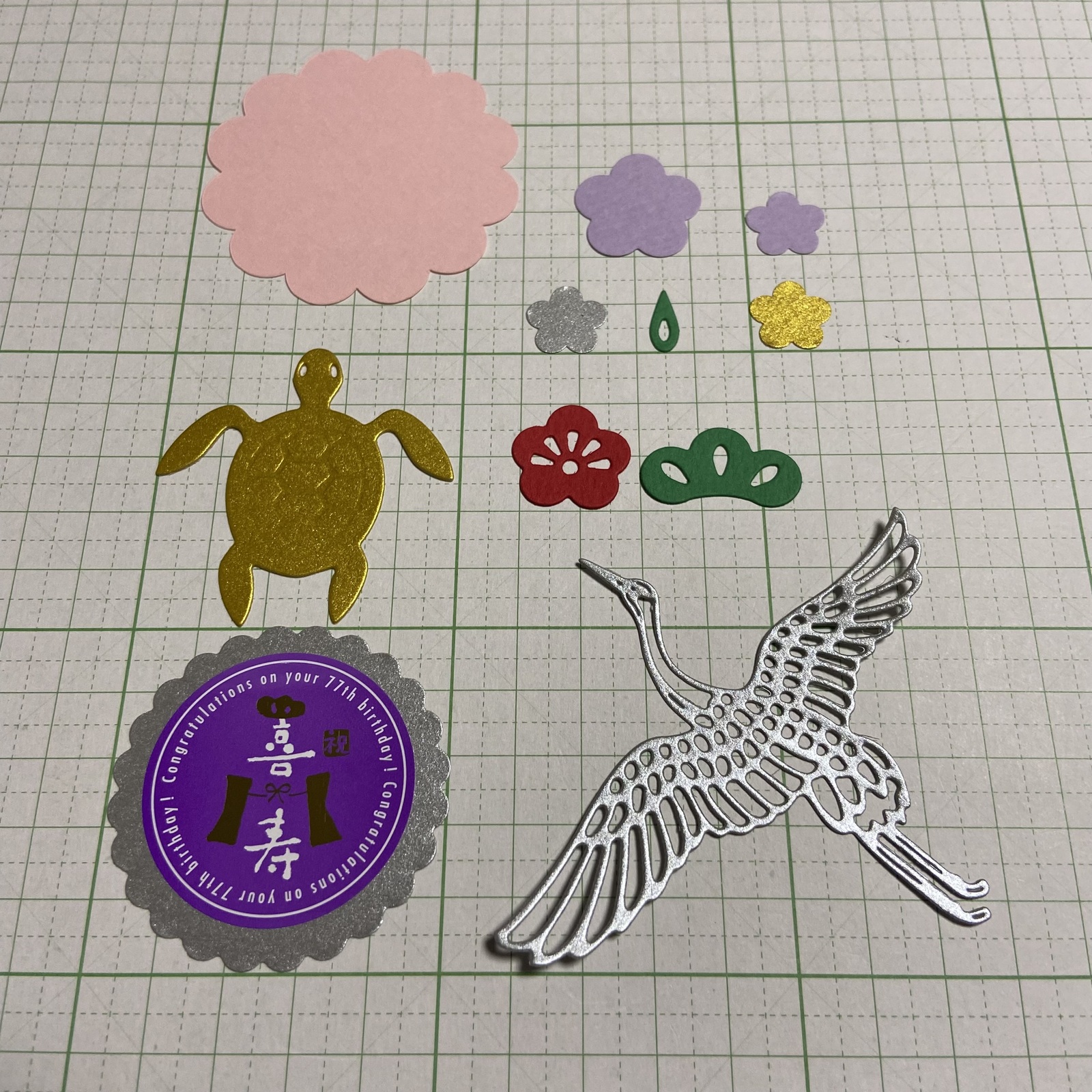 喜寿祝い♡寄せ書き、色紙飾り、カード作り、アルバム飾り(850k