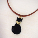 黒猫スエード紐ネックレス ( =´ω`= )♡ 再販2個目