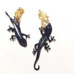 切り絵＊宵のとかげ イヤリングorピアス・樹脂ピアス