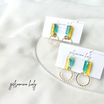 2way 2カラー フープ ピアス イヤリング アクアミント×パイン