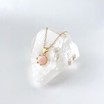 【10月の誕生石】ピンクオパールの一粒ネックレス　天然石 ピンク 桜 春 14kgf シンプル プレゼント 誕生日 ギフト