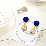 星空と月と猫のスタッドピアス／イヤリング