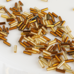 チェコガラス 竹ビーズ 7mm　ゴールド系　20g　
