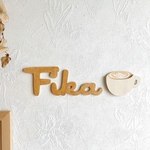 壁にぺたり♪Fika(フィーカ)とラテ【木製】ウォールステッカー　壁飾り　おしゃれ　北欧