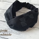 刺繍生地 数量限定 ブラック サークル柄 クロスターバン ヘアバンド ターバン