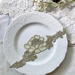 1枚 ラメ系入り 花 フラワー 刺繍 チュールレースモチーフ アップリケ グリーン系BK240903-M2 ハンドメイド 手芸