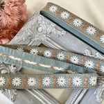 50cm  インド刺繍リボン  シルク　花柄  ライトブルー  #ns16