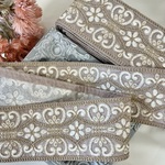 30cm/50cm  インド刺繍リボン  シルク  花柄  くすみピンク  #pw68