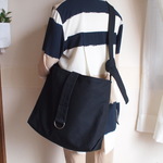 8号帆布のショルダーバッグ(長さ調節可）☆黒・black