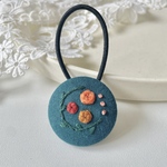 薔薇　刺繍ヘアゴム　【生成りor グリーン】送料無料