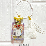 【シャカシャカ美aura】ビオラ 香水瓶 押し花 ドライフラワー パール ビーズ チェリー サクランボ リボン タッセル キーホルダー バッグチャーム