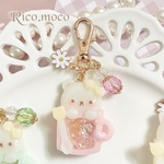 【くまちゃん/ミルキーピンク】ふんわりBaby シリーズ 🍼︎꒰(⑉• ω•⑉)꒱♡ ̖́-‬  シャカシャカキーホルダー レジンキーホルダー アニマルカップ 1点