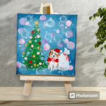  【シェルティサンタ】　絵　小さい絵　犬の絵　クリスマス　シェルティ