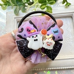 新作♡ハロウィンチュール♡ ヘアゴム　キッズ　子供　リボン　ハロウィン　キラキラ　ヘアアクセ　ヘアアクセサリー　髪ゴム　幼稚園　保育園　小学生　チュール　オーガンジー　