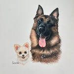 オーダー品 ペット似顔絵 ハンドメイド 愛犬 色鉛筆画