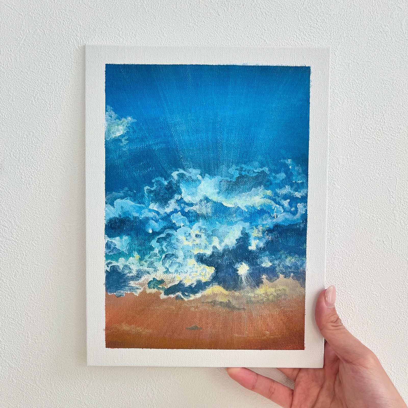 風景画 雲と光 アクリル絵の具 - futatabi/ペット似顔絵🐾 | minne