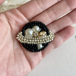 【SALE】ビーズ刺繍ブローチ　『土星🪐』
