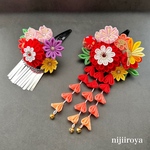 つまみ細工　七五三　髪飾りセット  蝶々付き　