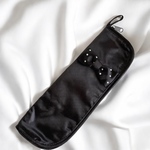 パール風ドット水玉リボン付きブラック黒折り畳み傘カバー　折り畳み傘ケース　折りたたみ傘ポーチ