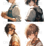 CUTE CAFE BOY 2　シールセット 4枚入り　シールシート ポストカードサイズ