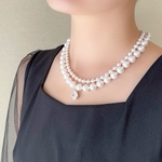 ホワイト/1粒の煌めき2連パールネックレス＜結婚式 七五三 卒業式 入学式 フォーマル 