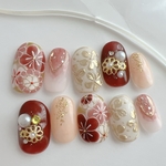 【再販】𝐅𝐮𝐫𝐢𝐬𝐨𝐝𝐞👘𝐖𝐚𝐠𝐚𝐫𝐚  成人式　振袖　成人式ネイル　振袖ネイル　卒業式ネイル　和柄　ニュアンスネイル　ミラーフラワー