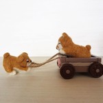 羊毛フェルト　柴犬　荷車