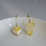 レモンレアチーズケーキとジンジャエールのピアス/イヤリング