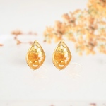 金木犀プリザ ×  クリア の 雫  ピアス　イヤリング　金属アレルギー対応　【ばら　バラ】