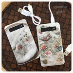 ねこ刺繍プリント モバイルバッテリー ②種