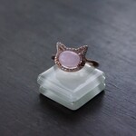 クンツァイト　ニャンコCZリング　SILVER925　PG