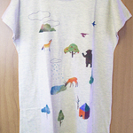 《里山の動物たち》ワンピースTシャツ