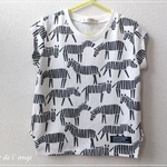 【ぺ様オーダー品】【size110】小袖Ｔシャツ〈シマウマ柄・スミクロ〉　