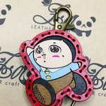もーん父さん　全身バージョン　レザーキーホルダー　ご当地キャラクター　甲斐黄金村・湯之奥金山博物館マスコット 9月15日21時より販売　赤1