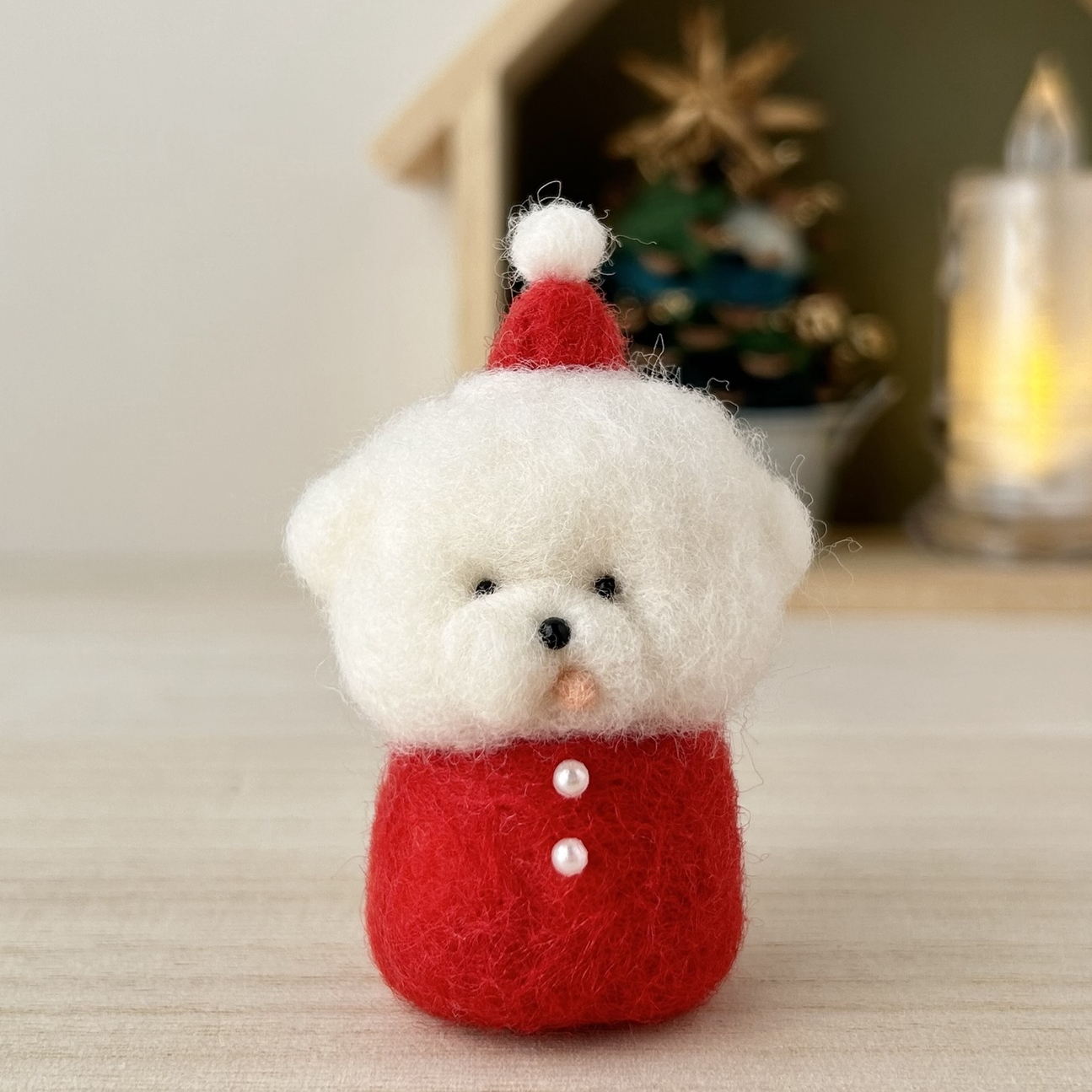 ラスト1点】もふもふおひげのサンタさん クリスマス 羊毛フェルト