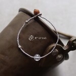 ヒマラヤ水晶 アイスクリスタル × ルドラクシャ　ストリング ブレスレット＊ライトグレー