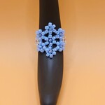 フラワーしっぽリング　くすみブルー系×クリア