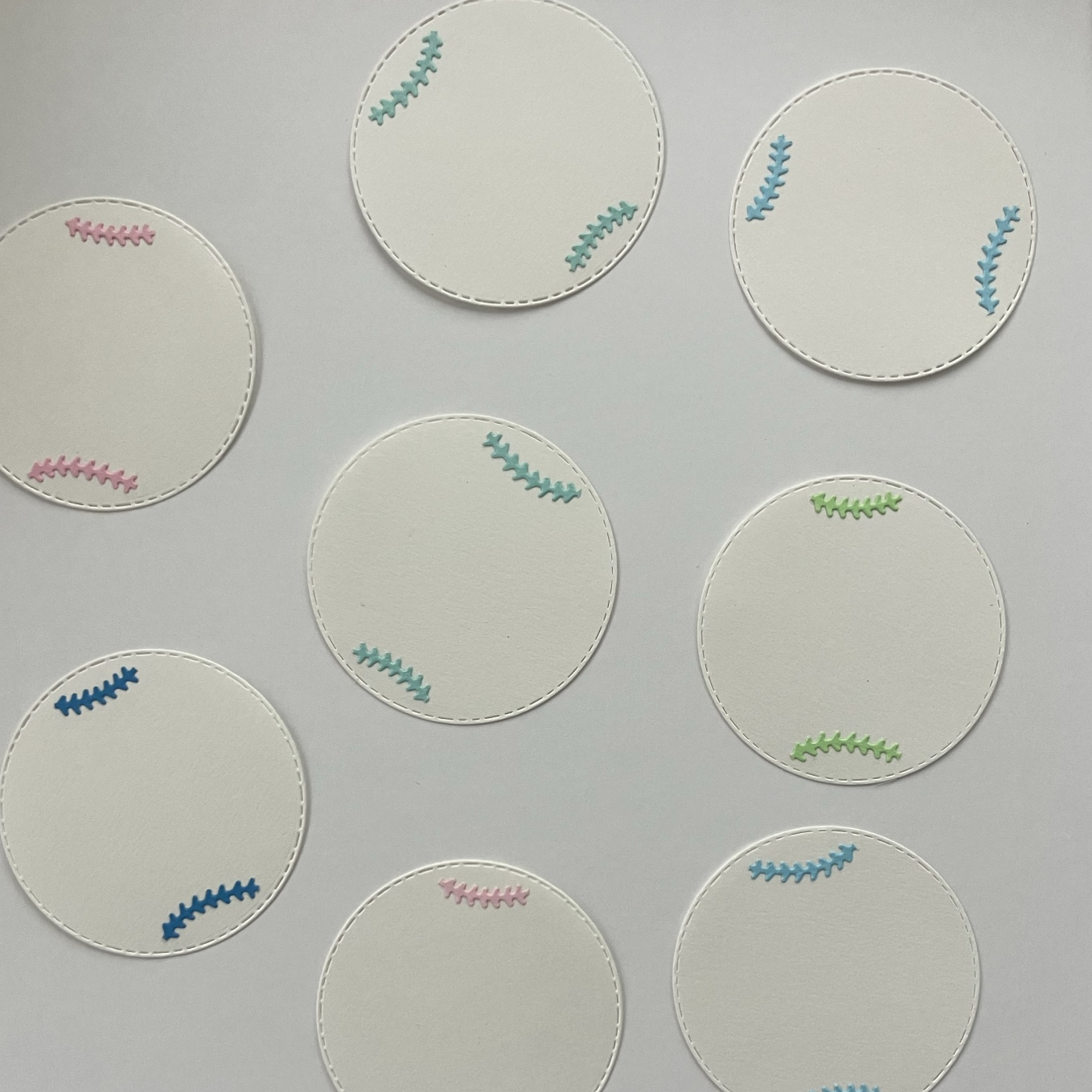 お試し10枚 野球 ソフト ボール型メッセージカード パステル