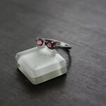 ロードライトガーネット　２粒ハートリボンリング　SILVER925