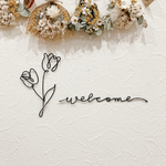 ＊welcome ＋ チューリップ＊ハンドメイド＊ワイヤークラフト＊ワイヤーアート＊壁掛けインテリア