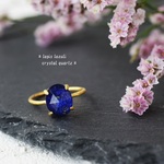 美しい夜空を想わせるラピスラズリとクォーツのリング＊シルバー925（18ｋGP）＊宇宙＊星空＊サイズフリー・9号・11号・13号・15号から選択＊誕生石